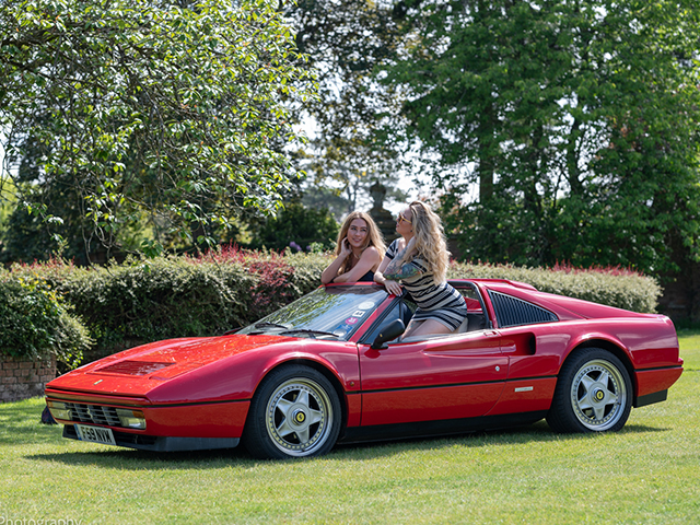 Fashion Portraits with classic cars in the gardens of the elegant Elvetham Hotel