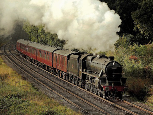 Join us for a day with BR-liveried Black Five 45305 hauling a rake of red and cream passenger stock